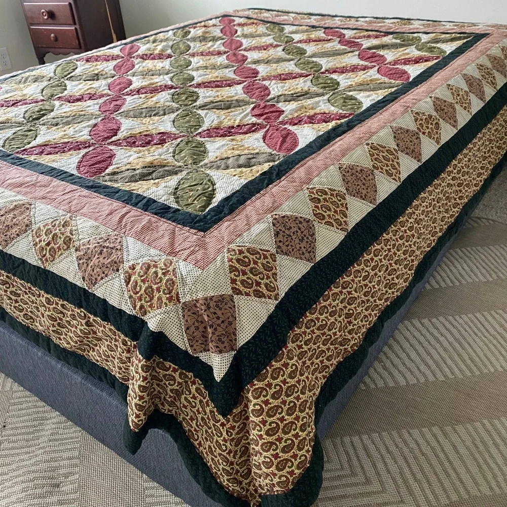 Civil War Handmade Patchwork Fall Colors Queen Quilt